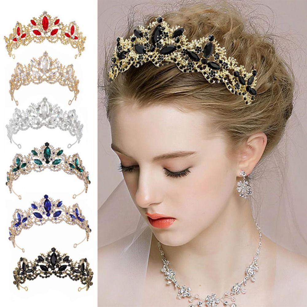Luxury Baroque Queen Tiaras Elegant Rhinestone Diadem Bridal Princess Crown  Wedding Party Supplies