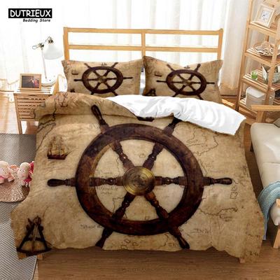 Vintage Style Navigation Mapprinted Bedding Soft And Comfortable Customizable Comforter Bedding Sets
