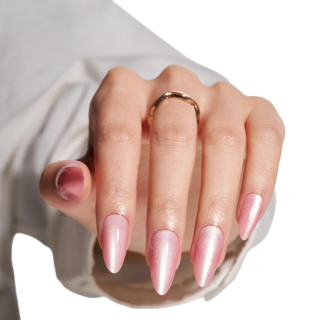 Cat Eye Wearable False Nails - Simple Whitening, Removable, High-End Nail Patches