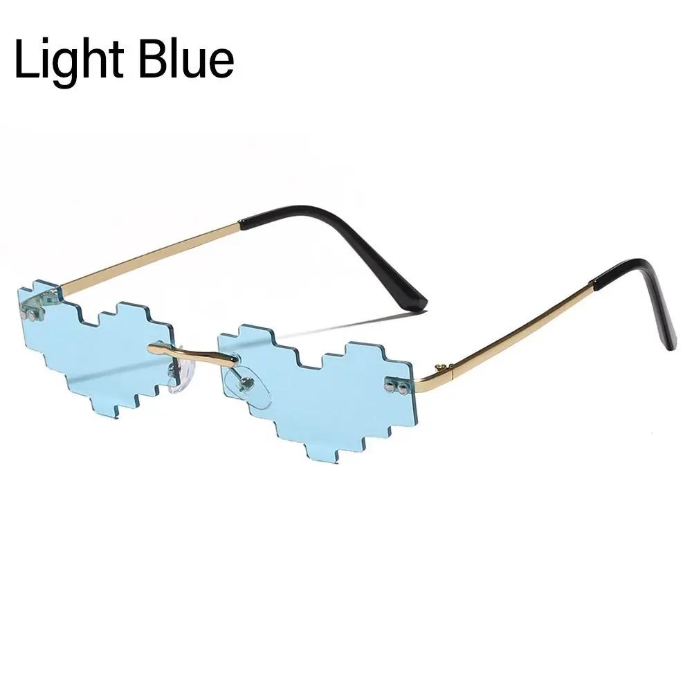 Novel Mosaic Heart Sunglasses Funny Pixelated Mosaic Glasses Retro Gamer Robot Eyeglasses Cosplay Party Glasses for Men Women