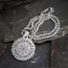 Vintage menns 316L Viking Rune Vegov Í Sir Compass Pendant Halskjede Viking Rune Compass Pendant menns amulett