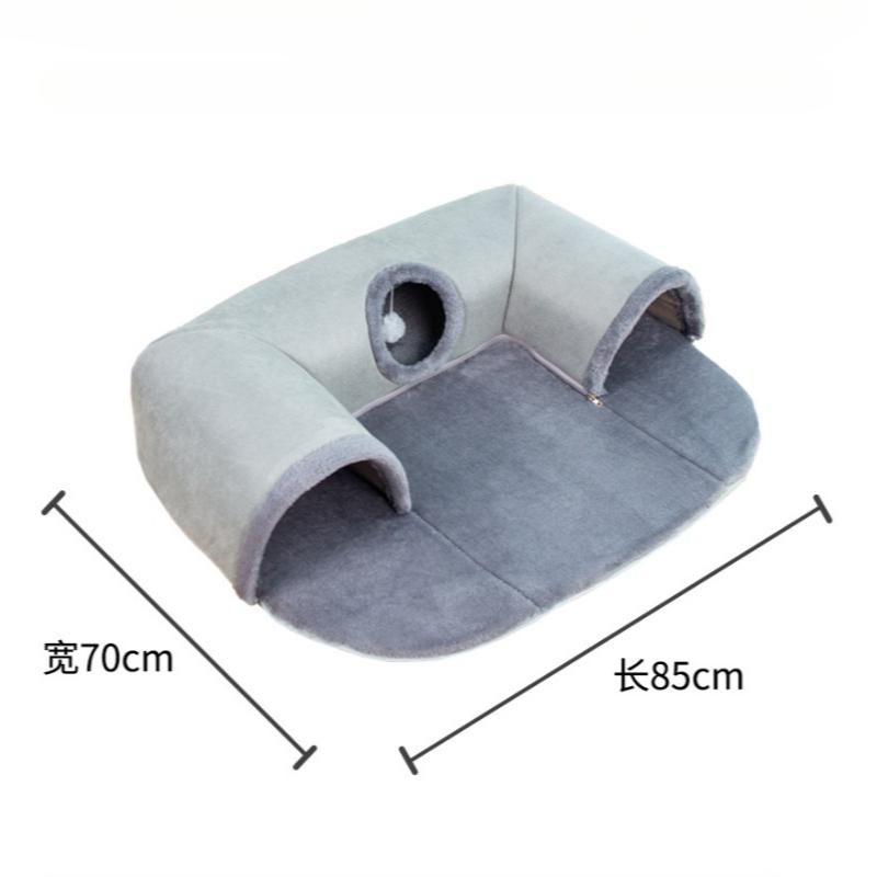 Nid Pour Chat Tunnel Gris En Forme De U, Design Détachable Chaud Et Confortable, Jouet Pour Chats, Imperméable, Attire L'attention