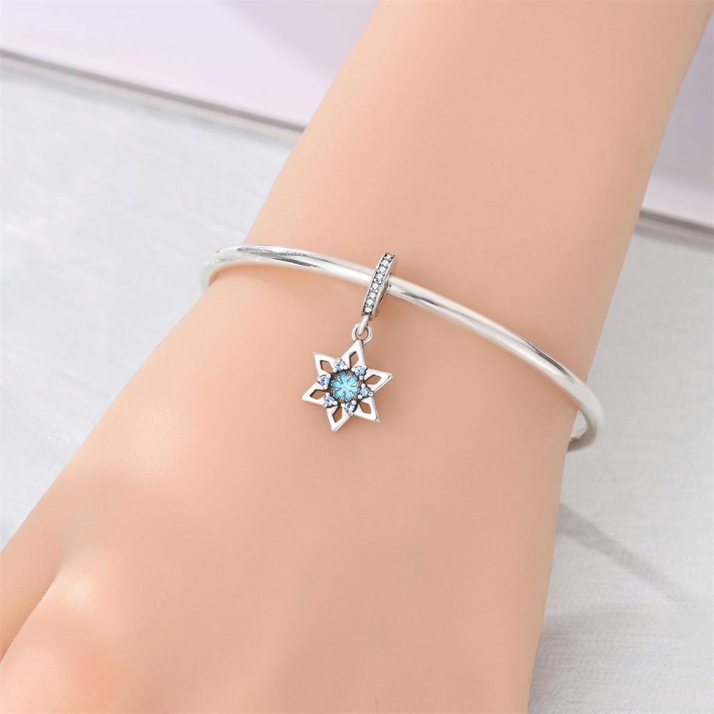 Nuevos Abalorios Originales Cobre Azul Luna Mariposa Bolas de Cristal Colgantes Ajuste Pulsera Collar Joyería DIY Regalo