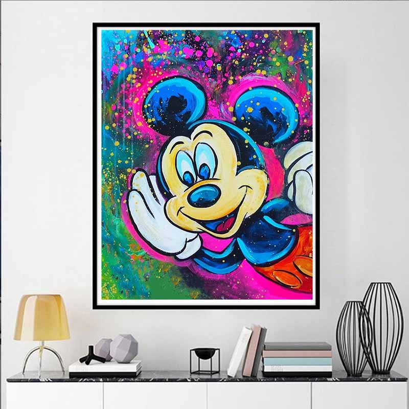 Disney Diamond Painting Mickey Pop Art Style Art Illustration 5D Cross Stitch Hanging Print 5D Puzzle Mosaic Embroidery Home Decor