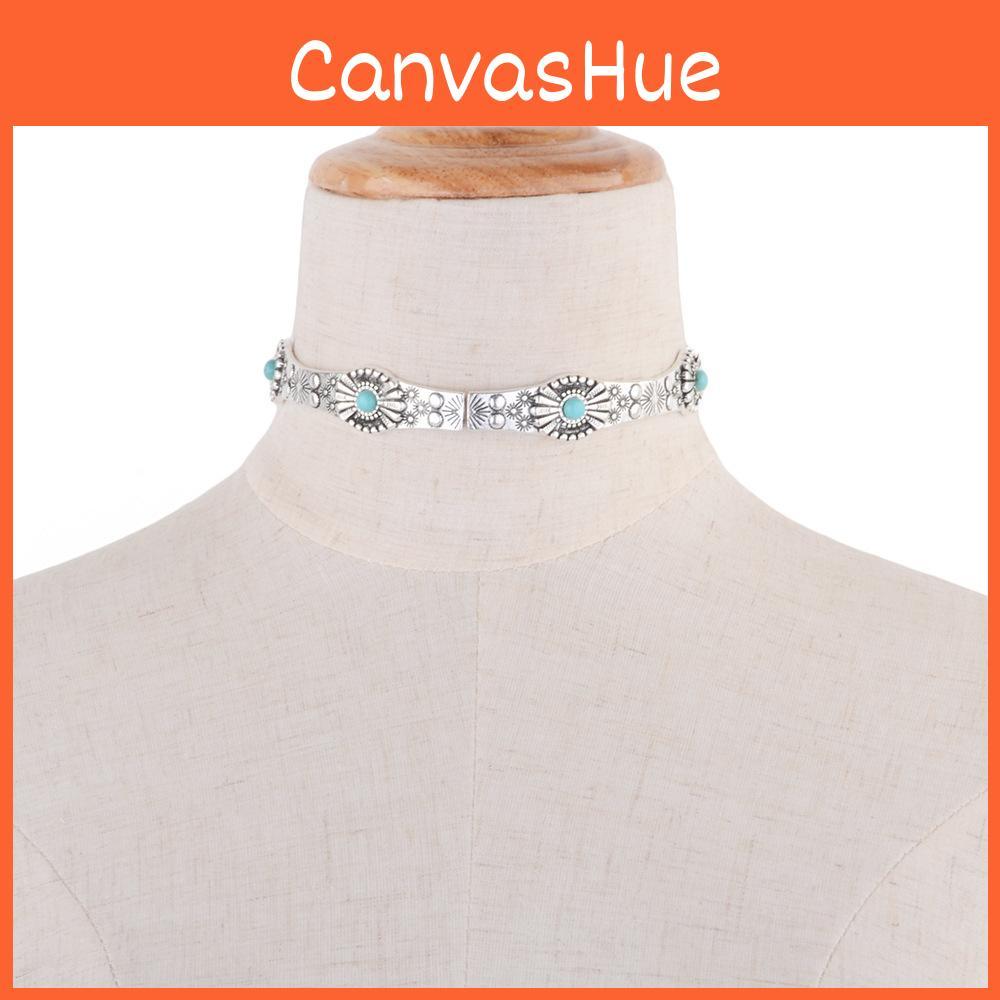 Alloy Gypsy Artistic Necklace With Gemstone Inlay For Vintage Inspired Outfits