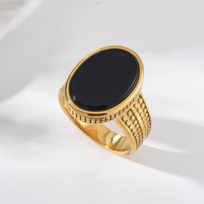 Natural Tiger's Eye Stone Rings and Trendy Black Onyx Rings Are Made of 316L Stainless Steel with 18k Gold Plating.