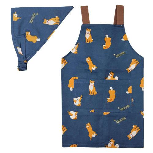 

Kids Apron with Triangle Scarf, Multi-color Shibata Kids Apron, Medium (Navy)