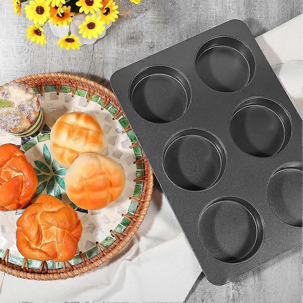 6er Straight Side Jumbo English Muffin Cupcake Backform mit Deckel Hamburger Burger Brötchen Antihaft Backblech Form