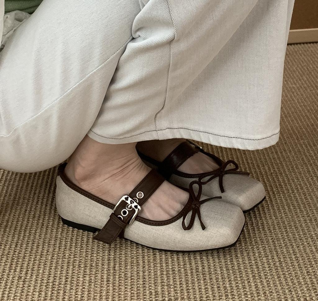 Fashion IPPEUM Mary Janes Ballet Flats Shoes Square Toe 2025 New Fashion Buckle Ballerina Shoes