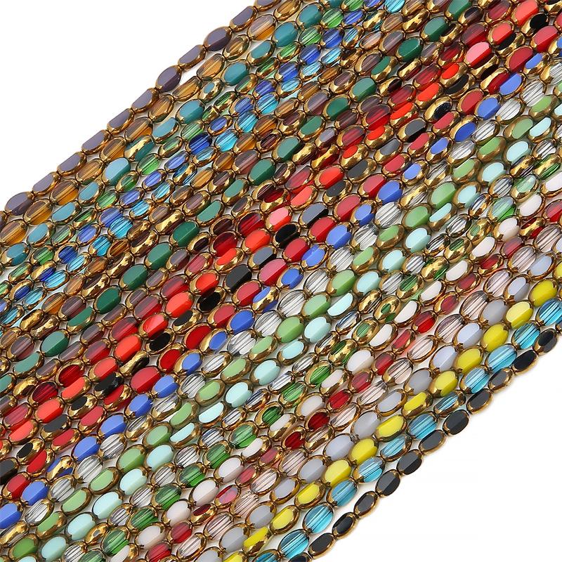 Kleine ovale facettierte Kristallperlen mit Goldrand für DIY-Schmuckherstellung