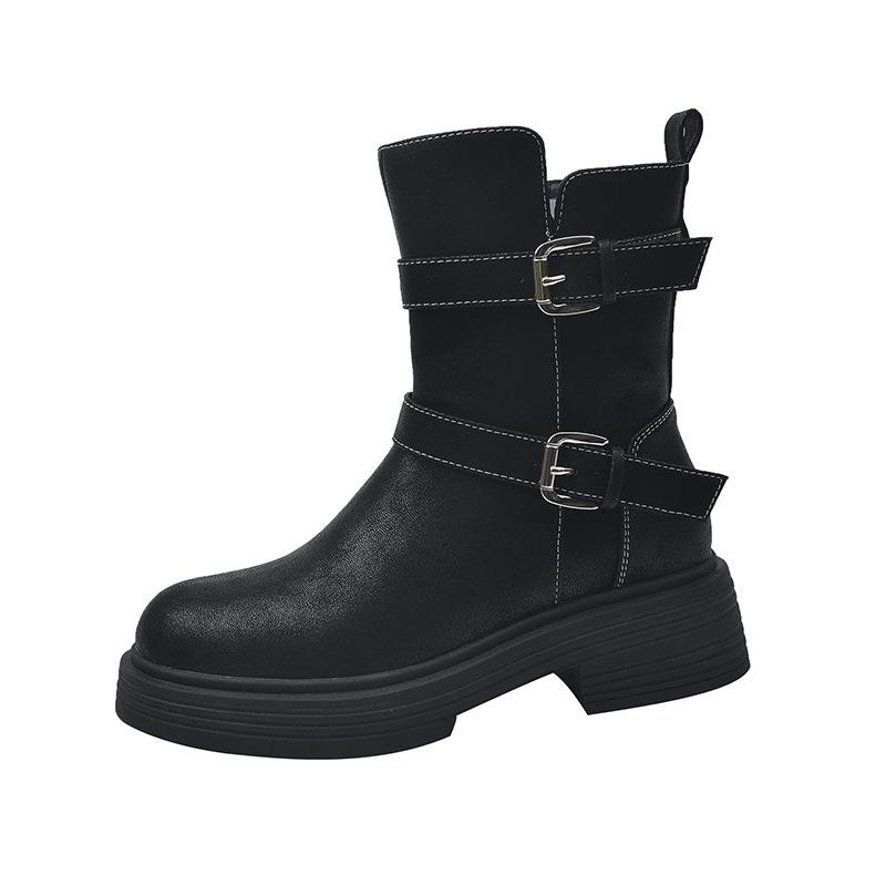Martin Boots Women's Retro Platform Boots Women's Short Boots Big Tube Circumference Western Style Large Size Women's Boots
