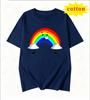 Fun Cartoon Rainbow Unisex Print Tshirt Pure Cotton Loose Short Sleeve Unisex Summer Casual Top