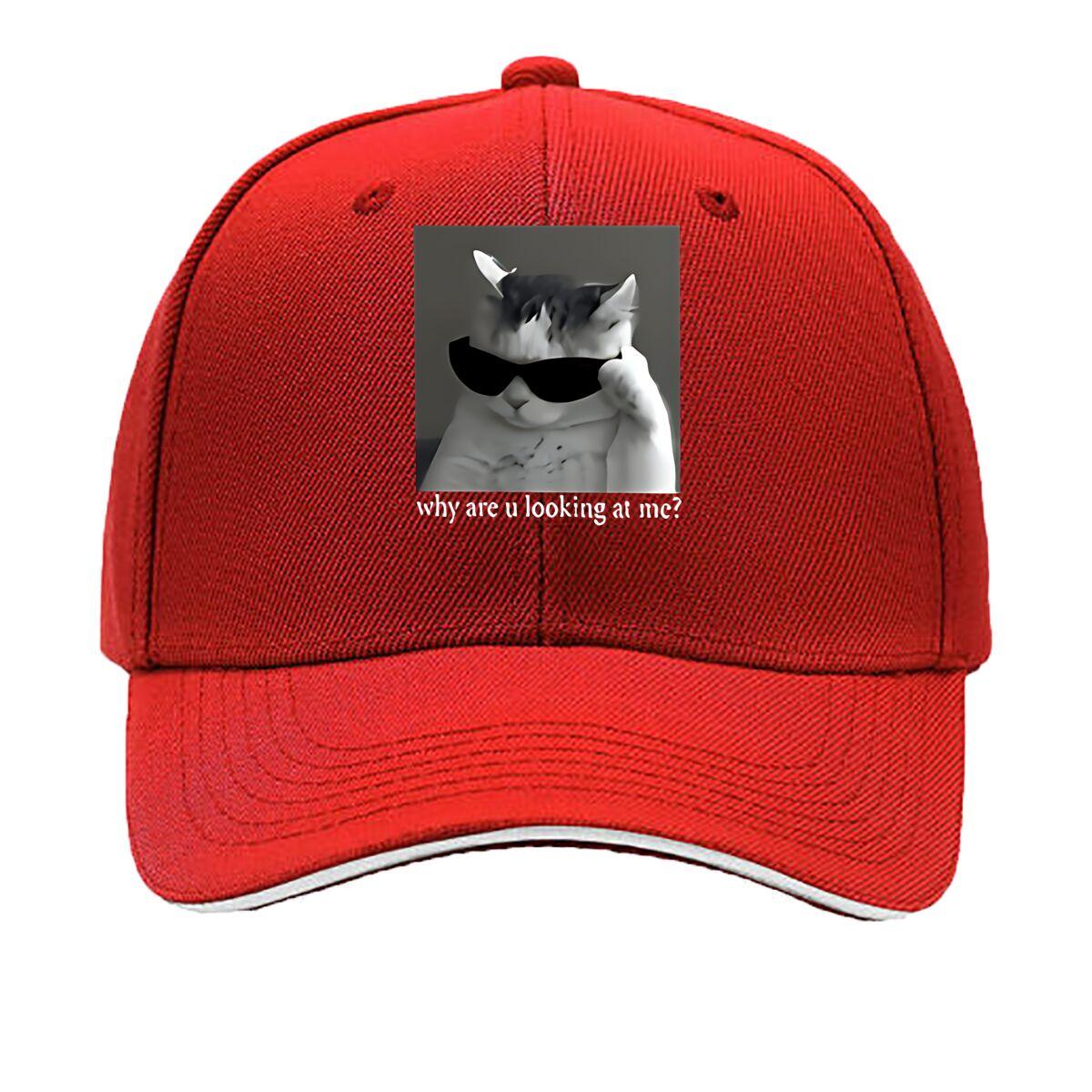 Adjustable Unisex Baseball Cap with Fashionable Cat Design Lightweight Machine Washable Ideal Sandwich Baseball Cap One Size