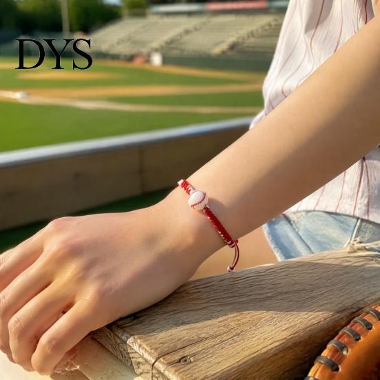 Cool Layered Wristband Sports Themed Braided Bracelet, Adjustable Hand Woven Rope with Personalized Fan Gift Ball Charms, Trendy Wrist Strap