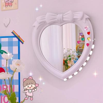 Espejo Decorativo Kawaii con Forma de Corazón Estilo INS Espejo Vintage Espejo de Pared para Decoración de Dormitorio de Niñas 2025 Ventas al por Mayor