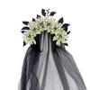 Dark Bride Bride Veil Headband Black Tulle Gothic Headpiece Cosplay Headband  Halloween Party