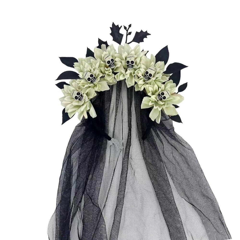 Dark Bride Bride Veil Headband Black Tulle Gothic Headpiece Cosplay Headband Halloween Party