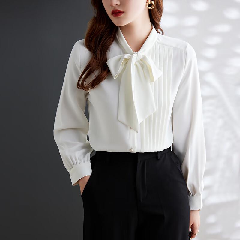 Tluoman Damen V-Ausschnitt Schleife Chiffon Bluse