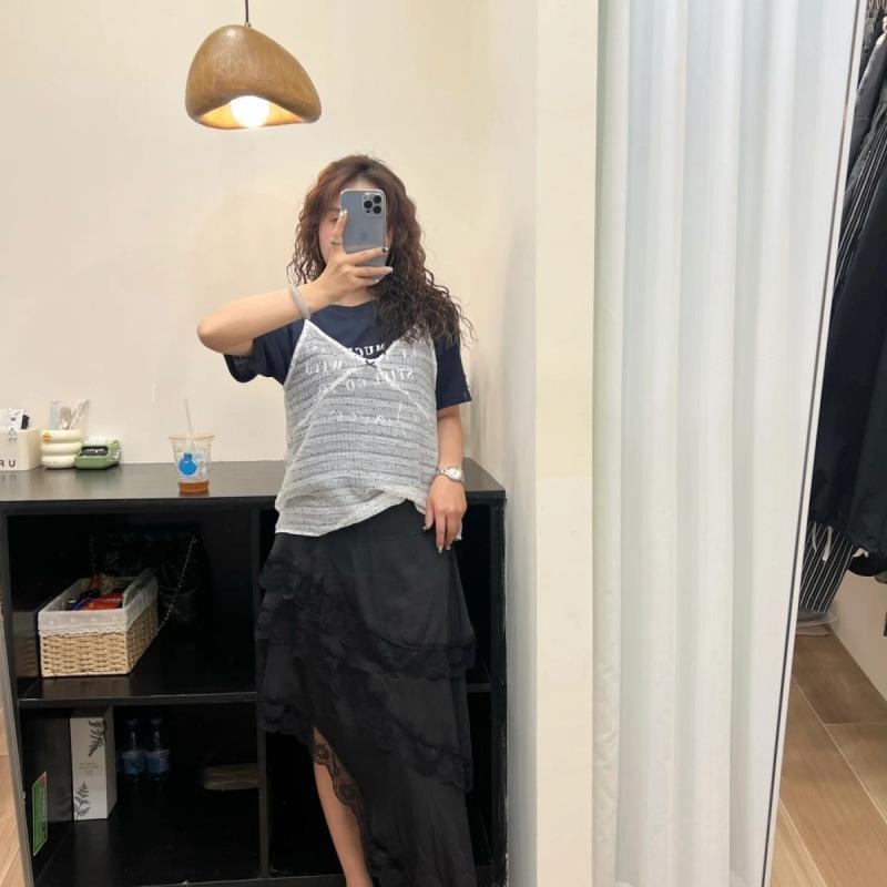Korean Style Plus Size High Waist Patchwork Lace Skirt - Spring Collection