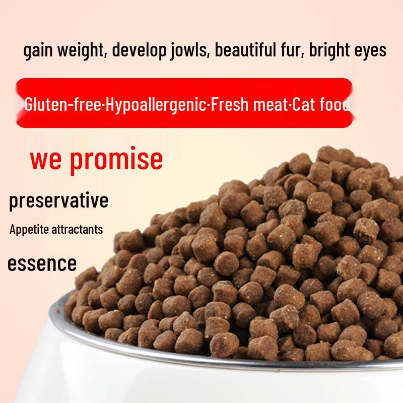 Fresh Meat Cat Food - 18 Jin, Large Bag for Kitten & Adult Cats, Weight Gain & Development, Indoor Formula (Includes 9 Jin & 3 Jin Packs)