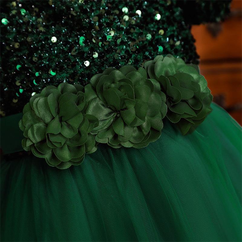 Mädchen Kurzarm Pailletten Puffrock Prinzessinnenkleid - Kinder Festkleidung