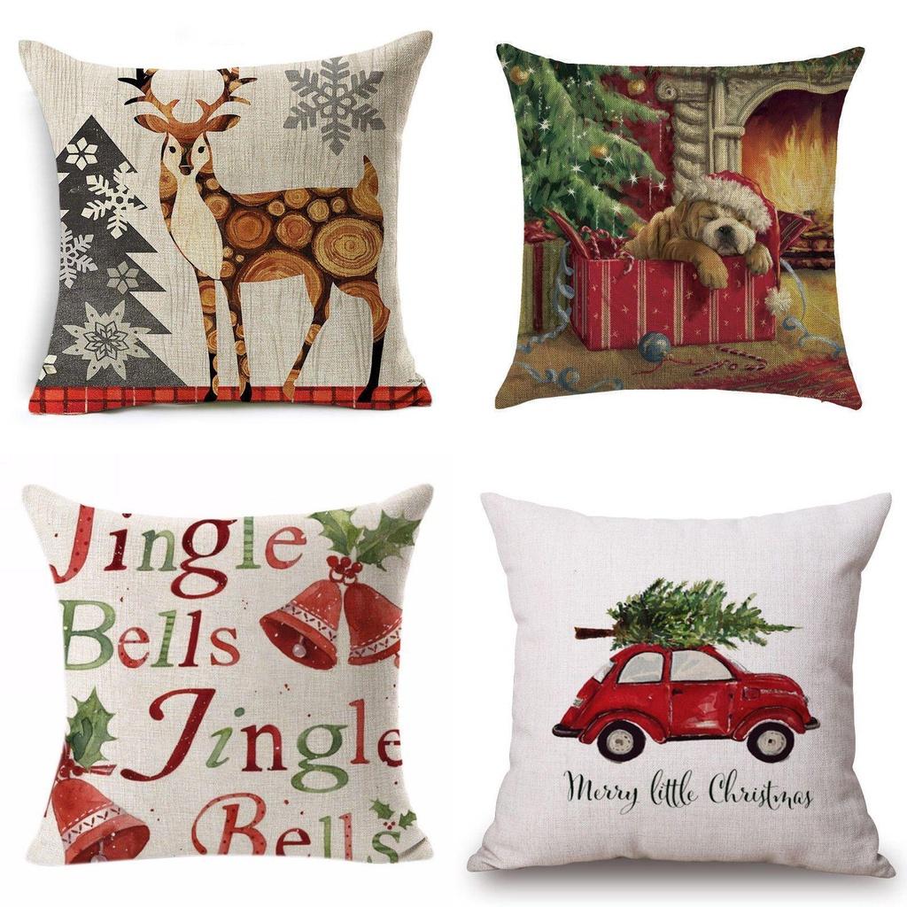 Stylish Christmas Xmas Linen Cushion Cover Featuring Unique Holiday Patterns And Colors