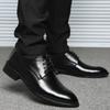 Men's Breathable Leather Shoes, Formal Business Shoes Pointed Lace Up Flat Bottom Wedding Shoes Men's Plus Size
