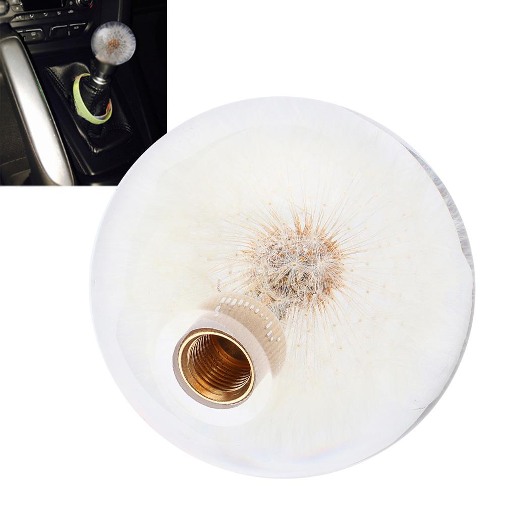 2.8in Shift Knob Crystal Real Dandelions Flowers Universal Accessory with 3 Thread Adapter