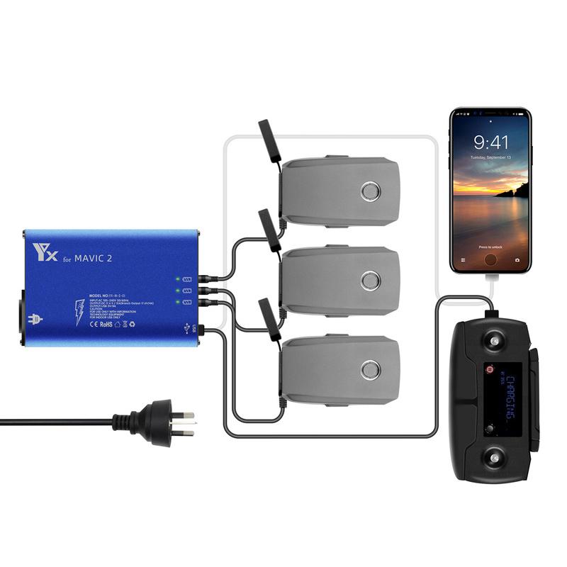 5 In 1 Battery Charger Hub for DJI Mavic 2 Pro Zoom  Remote Controller Battery SmartPhone Charging Hub