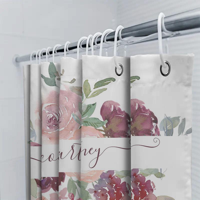 Colorful Shower Curtain 3D Printed Bath Decor – Flower Pattern Fabric For Bathroom Showers