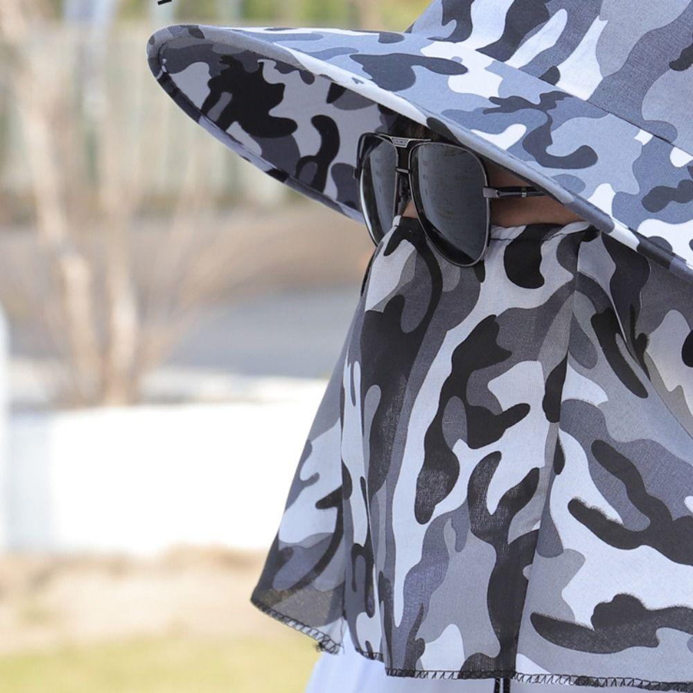 Neckline Mask Sunscrean Bucket Hat Cotton Cover Face Cap Simple Outdoor Fishing Cap  Sun Protection