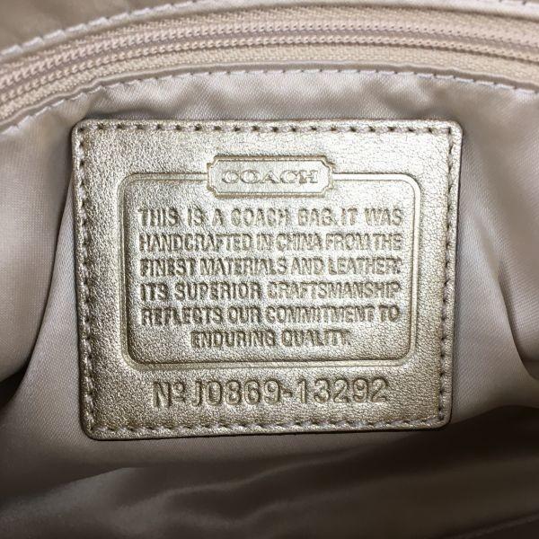 Coach Beżowa Torba na Ramię z Sygnaturą Złote Wykończenie Pasek(UŻYWANY)