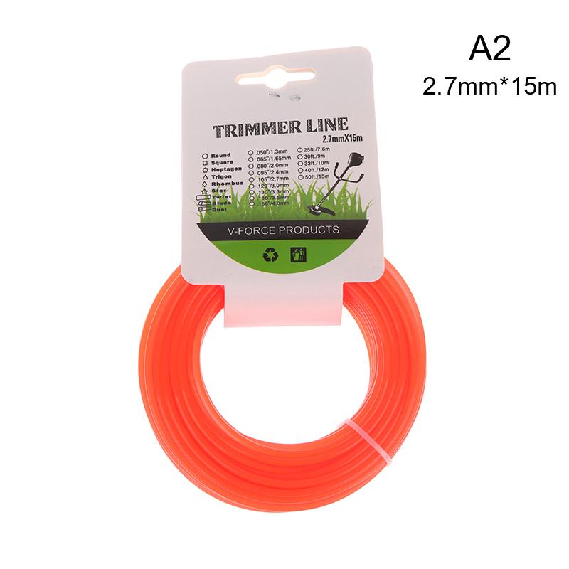 1Pc 15M*2.4Mm/2.7Mm/3Mm Mowing Nylon Grass Trimmer Rope Brush Cutter Line