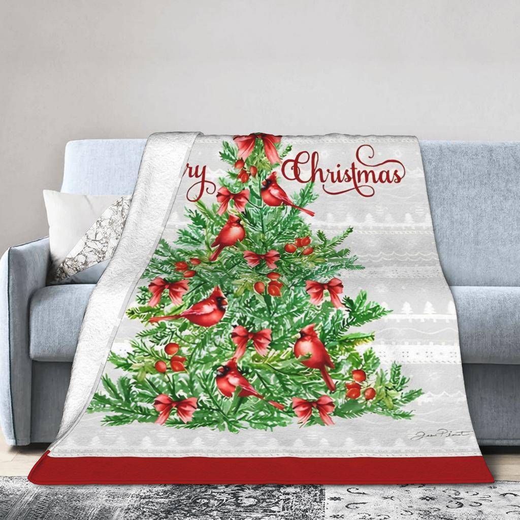 Red Truck Christmas Fleece Throw Blanket Nordic Merry Christmas New Year Blanket for Home Outdoor Super Warm Plush Thin Quilt