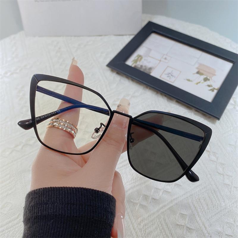 1.67 1.74 -8 To +8 New Fashion Brand Design Retro Cat Eye Frame Photochromic Anti Blue Light Computer Women Reading Glasses Farsighted Diopters