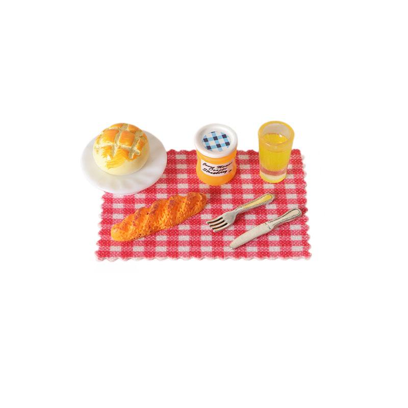 Dollhouse Miniature Breakfast Set: Bread, Jam, Snacks & Tableware for OB11 Photography