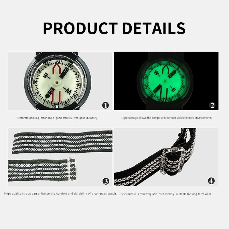 Outdoor Waterproof Compass Luminous Adjustable Dial Watch For Camping Diving Hiking