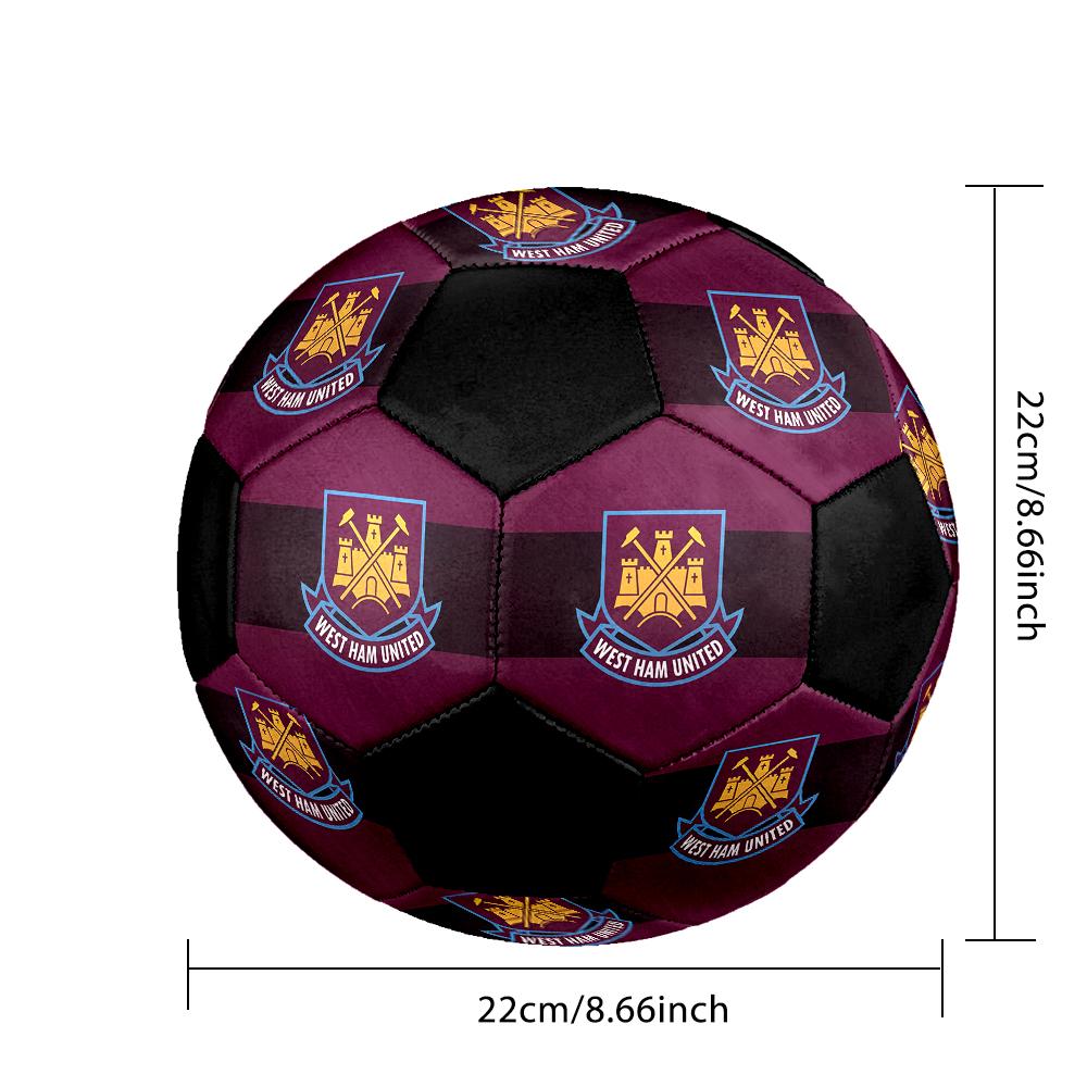 SIZE 5 West Ham United FC Soccer Ball Colorful All Ages Machine Stitched PVC Competition Ready Durable High-Bounce