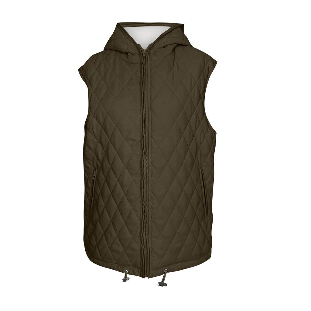 Women's Winter Tank Top Sleeveless Lightweight Stand Collar Zip Solid Quilted Vest