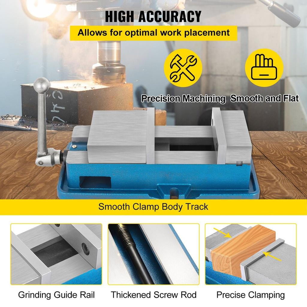 Non Swivel Milling Lockdown Vise 4 Inch Precision Bench Clamp 100mm Width Drill Press Clamp 4 Inch Jaw Opening for Finishing Milling Machines Drilling