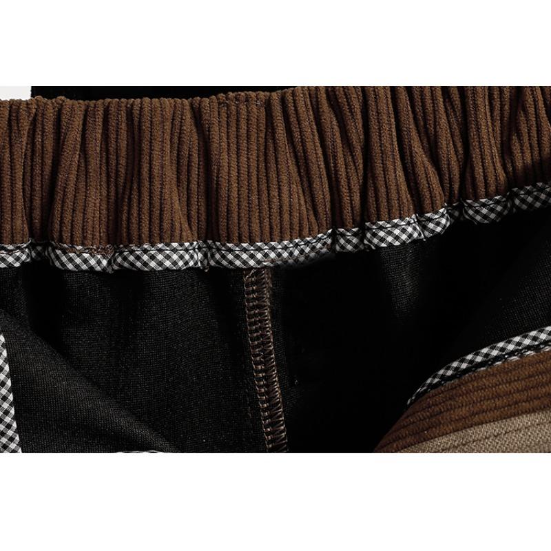 DIMANAF 2025 Plus Size Autumn Winter Women Skirts Short Corduroy Elastic Waist Trousers Oversize 5XL Black Thicken