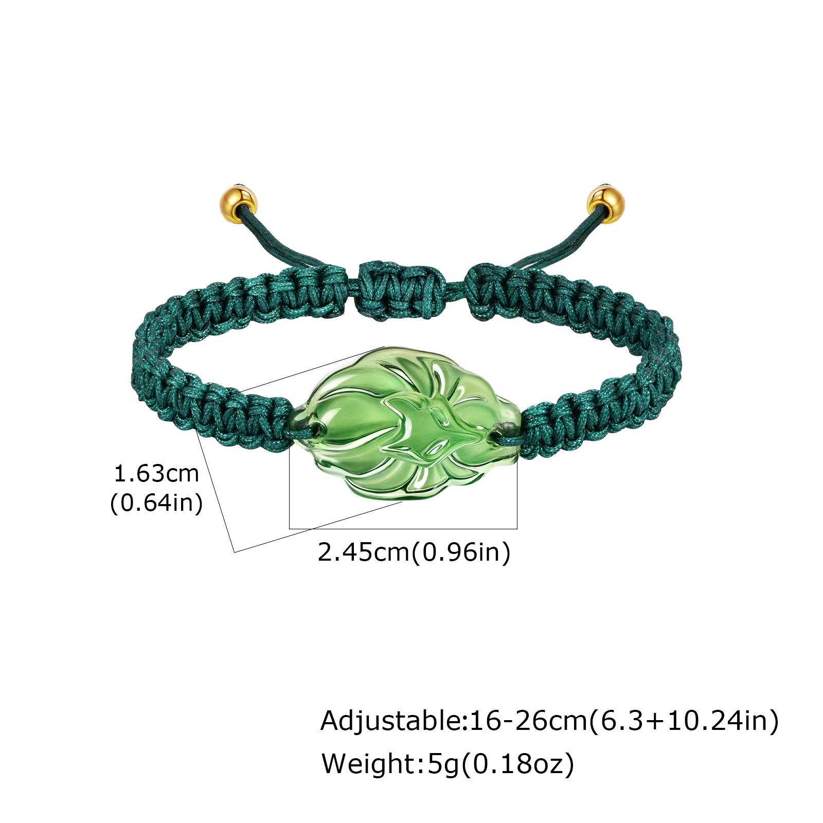 

Women s Handmade Woven Adjustable Braided Rope Bracelet, White/Red/Green/Yellow/Pink Fox Charm Bangle, Birthday Jewelry Gift зелёный