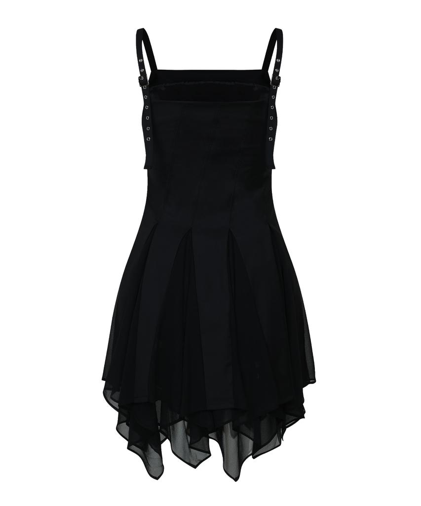 Kwajipyuliti Studded Godet Dress (Black)