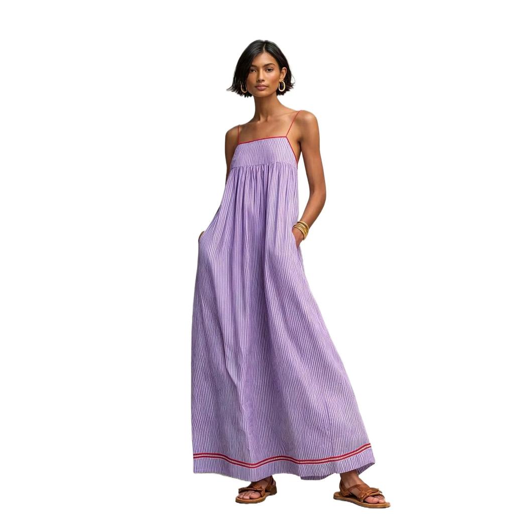 2026 European and American summer fashion casual suspender sleeveless long dress women's clothing