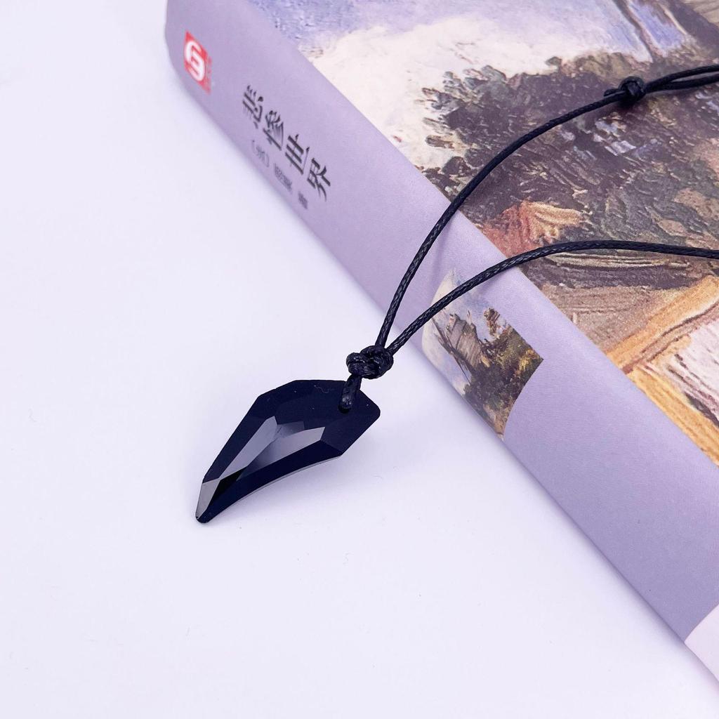 Wolf Tooth Crystal Pendant Necklace for Couples - Adjustable Korean Fashion Jewelry for Women & Men