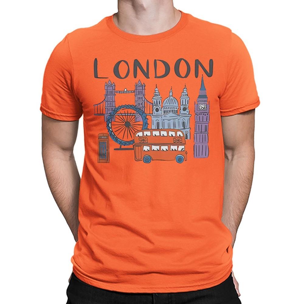 London Landmarks TShirt Famous British Icons Souvenir Cartoon Bus Tower T4901