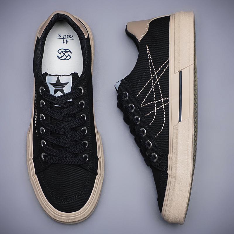 

Модные Новые Мужские Холщовые Туфли Дышащие Уличные Повседневные Туфли Удобные Весенне-Осенние Тканевые Плоские Черные Кроссовки для Ходьбы SS25113 44 чёрный