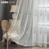 1PC European Transparent Luxury Handmade Pearl Embroidered Sheer Curtains for Living Room Bedroom Home Decor LOZUJOJU