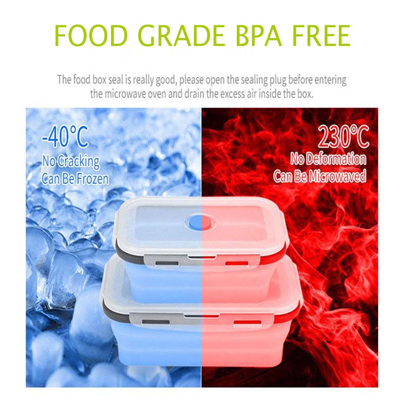 Collapsible Silicone Food Container Portable Bento Lunch Box Microware Home Kitchen Outdoor Food Storage Containers Box