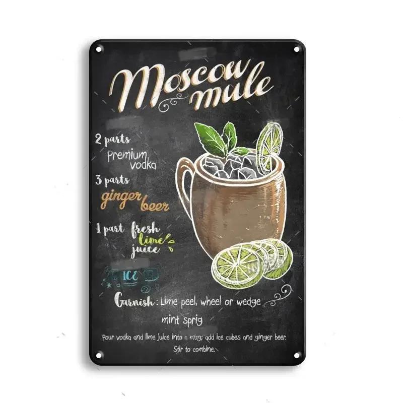 Vintage Metal Sign Decoration Gin & Tonic Cocktail Tinplate Poster Wine Whisky Art Plaque for Bar Home Wall Decor Tin Signs